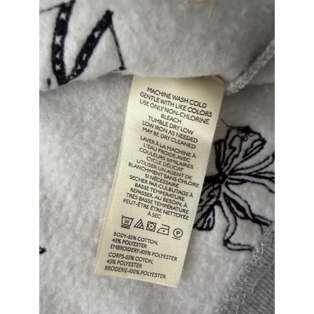 Maeve by Anthropologie Bow Print Embroidered Sweatshirt Puff Sleeve Gray Sz XS - Picture 8 of 9